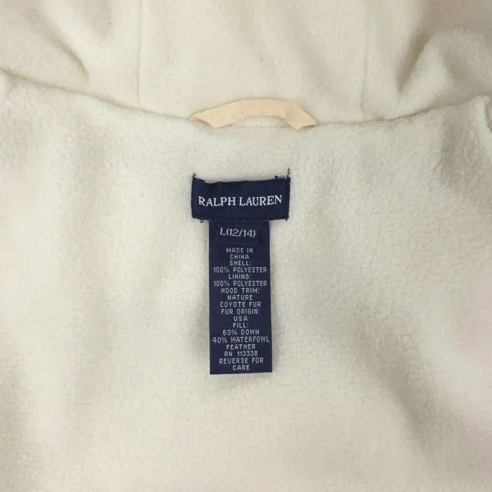 RALPH LAUREN Coyote Fur Down Parka Insulated Puffer Jacket Snow Ski Fleece Hood